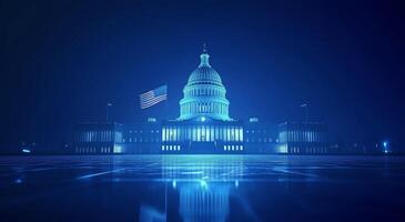 The united states capitol building at night photo