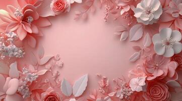 3d rendering of pink flowers on a pink background photo