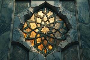 A window with a decorative design on it photo