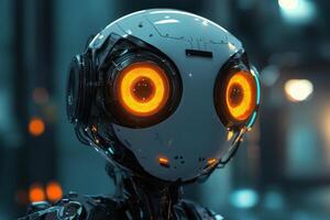 A robot with glowing eyes photo