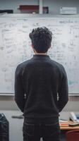 A man standing in front of a whiteboard photo