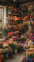 A flower shop with lots of different flowers photo