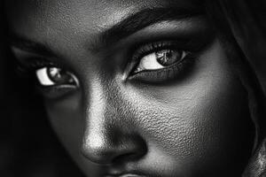 Black and white portrait of a beautiful woman photo
