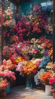 A flower shop with lots of colorful flowers photo