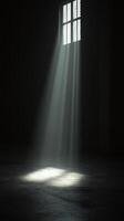 A light shining through a window in an empty room photo
