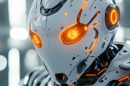 A robot with glowing eyes photo