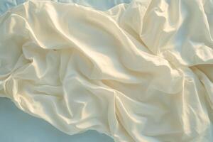 A white sheet is draped over a bed photo