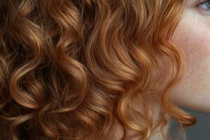 A close up of a woman with red hair photo