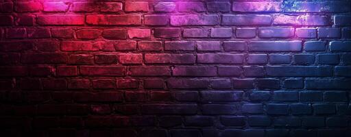 A brick wall with neon lights on it photo