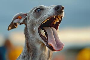 A dog with its mouth open photo