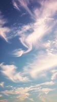 A beautiful blue sky with clouds and stars photo