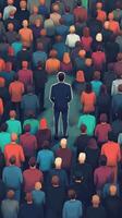 A man standing in the middle of a crowd photo