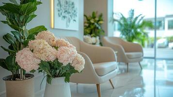 A white vase with flowers in it photo