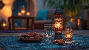 A table with dates and a candle on it photo