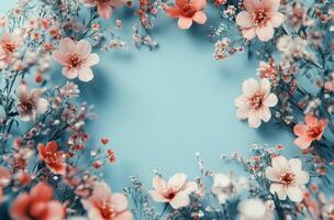 Flowers on a blue background photo