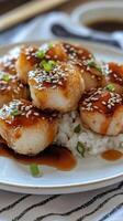 Asian scallops with sesame seeds and sesame oil photo