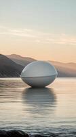 A white egg floating in the water photo