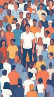 An illustration of a man standing in a crowd photo