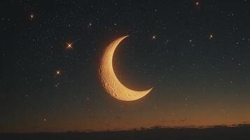 The moon is seen in the sky with stars photo