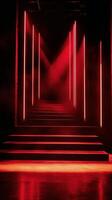 Red light on a stage with stairs photo