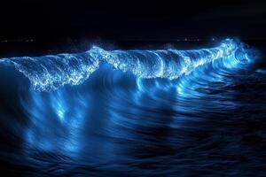A wave of blue light is reflected off the water photo