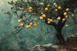 A lemon tree with many lemons on it photo