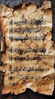 Old sheet music on a rustic background photo