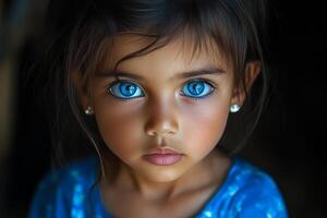 A little girl with blue eyes photo