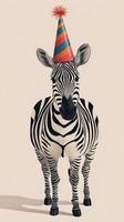 A zebra wearing a party hat photo