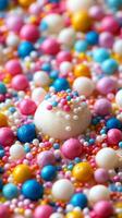 A close up of colorful sprinkles photo