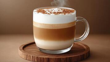 A glass of coffee with whipped cream and cinnamon photo