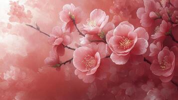 Pink flowers are shown in this painting photo