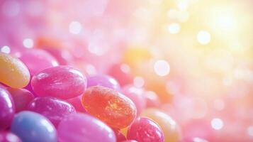 Jelly beans on a bright background photo