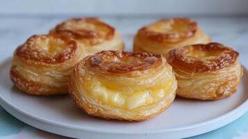 A plate of puff pastry with cheese on it photo