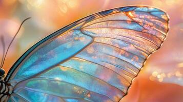 A butterfly with blue wings and a bright orange body photo