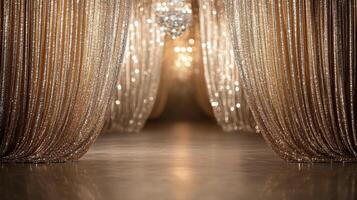 Elegant white floral arrangement with satin backdrop for special events and celebrations photo