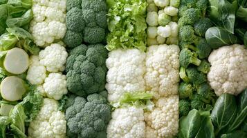 A large pile of green and white vegetables photo