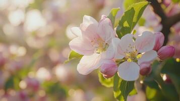 Apple blossoms in the sunlight photo