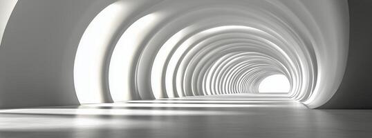 White tunnel with light coming from the ceiling photo