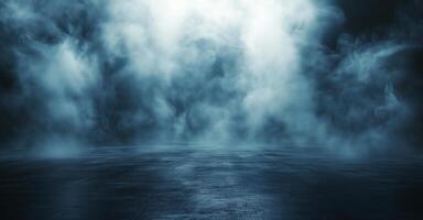 An image of a dark room with smoke coming out of it photo