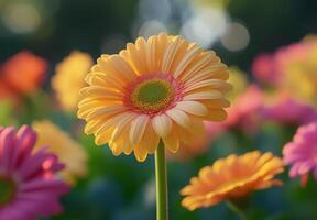 A close up of a bright orange flower photo