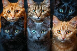 A group of cats looking at the camera photo