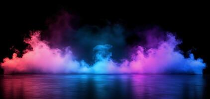 Colorful smoke on a black background photo