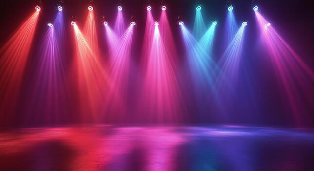 Bright lights on stage with spotlight photo