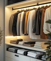 A closet with clothes and accessories photo
