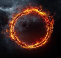 A ring of fire on a black background photo
