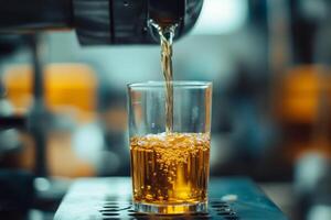 A glass of beer being poured into a machine photo