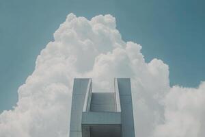 A stairway leading up to a cloud photo