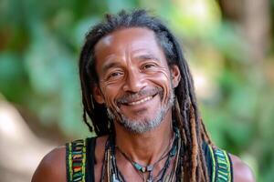 A man with dreadlocks and a smile photo