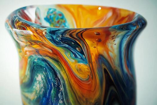 A colorful vase with swirls on the inside photo